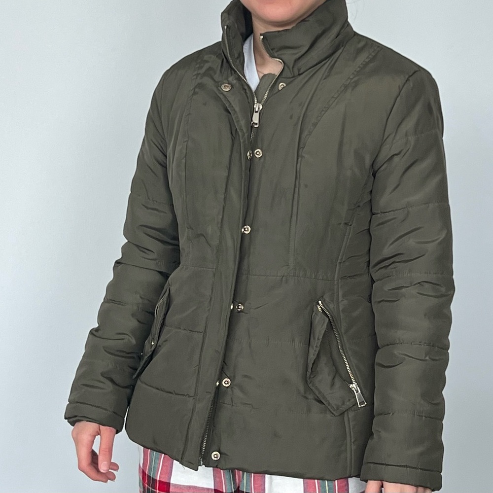 New York and Company, puffer jacket, olive green size X small